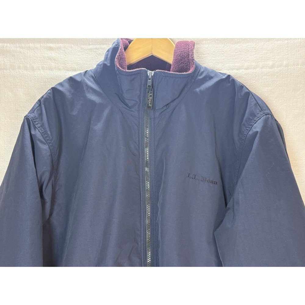 Vintage L.L Bean Navy Blue Warm Up Jacket Fleece Lined Men's Large - Picture 4 of 7